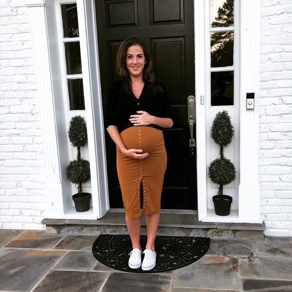 PinkBlush Waverleigh maternity skirt in camel - Picture 2 of 2